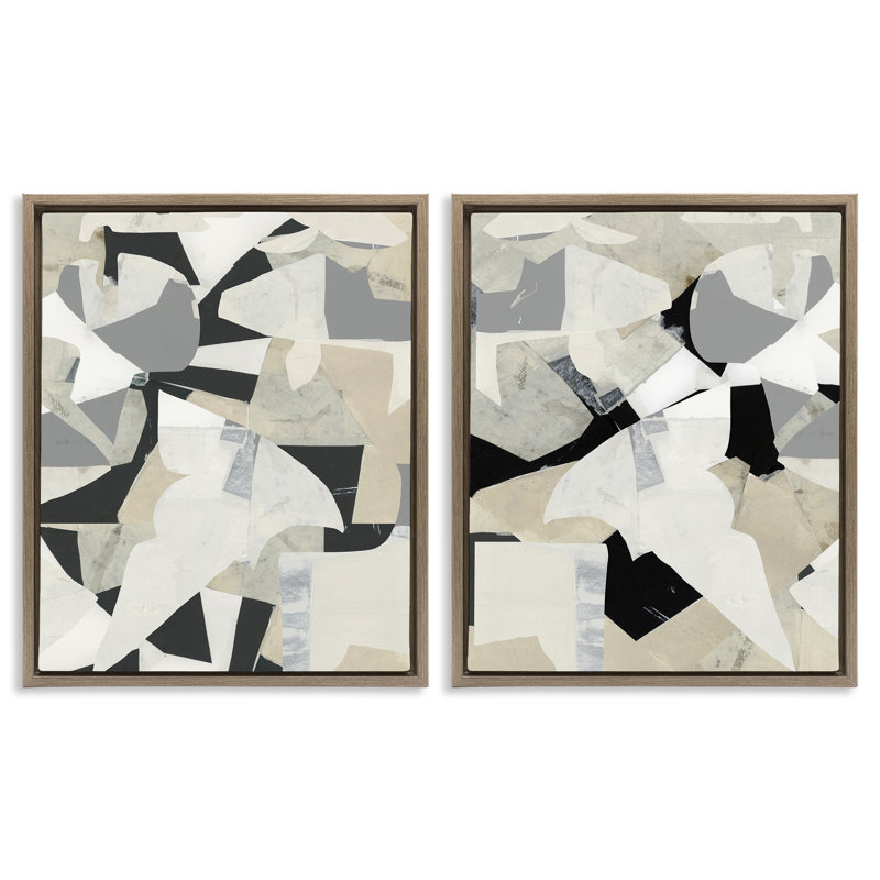 Ensemble de 2 toiles flottantes à motif de chutes monochromes, conception de Cartissi, H 31 po x l 25 po