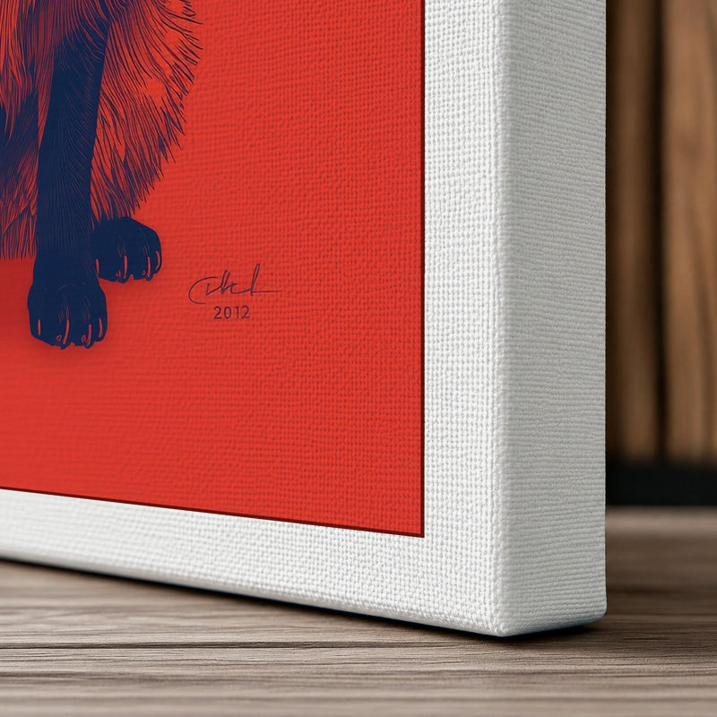 Confrontal Fox Modern - Wrapped Canvas, 36x24 - 91.4 x 61.0 cm, White Border