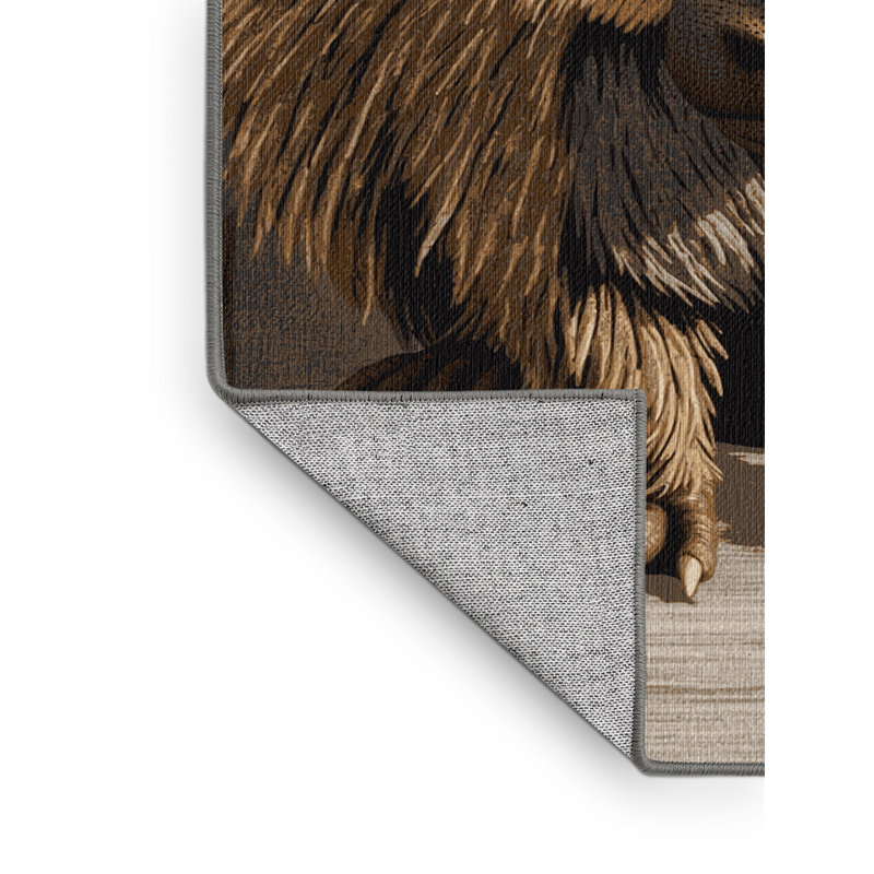 Washable Aardvark Wildlife Area Rug, Round 4'