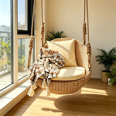 Simple Modern Upholstered Suspended Rattan Hammock