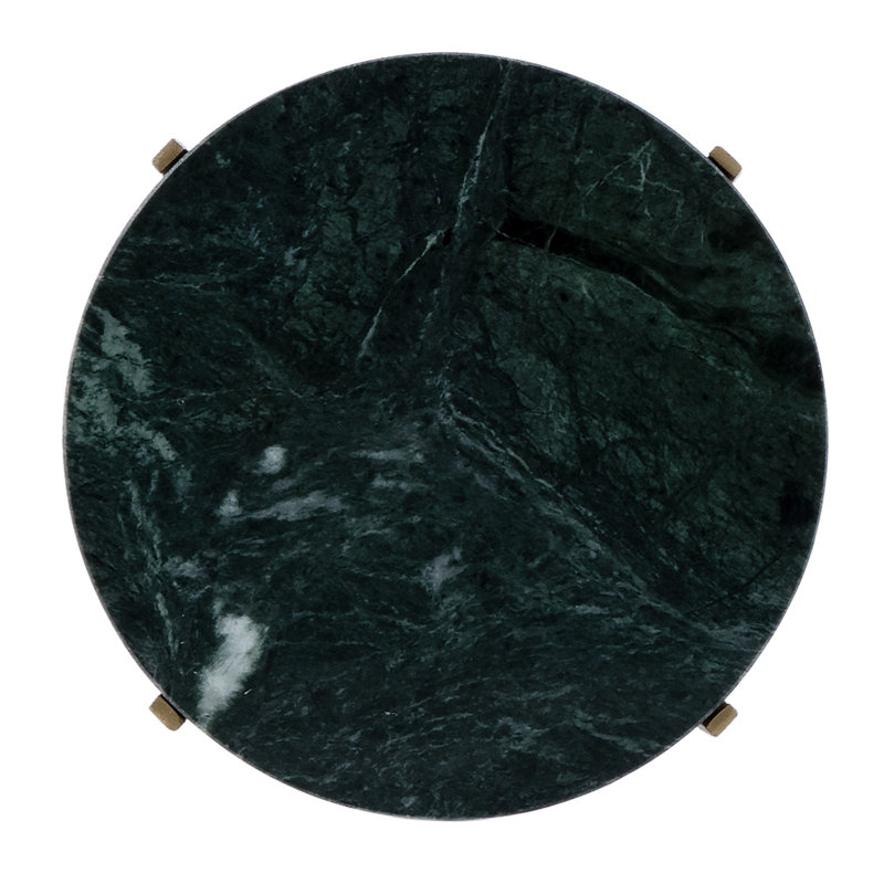 Nigella Marble and Cross Legs Side Table, Green Marble/Gold