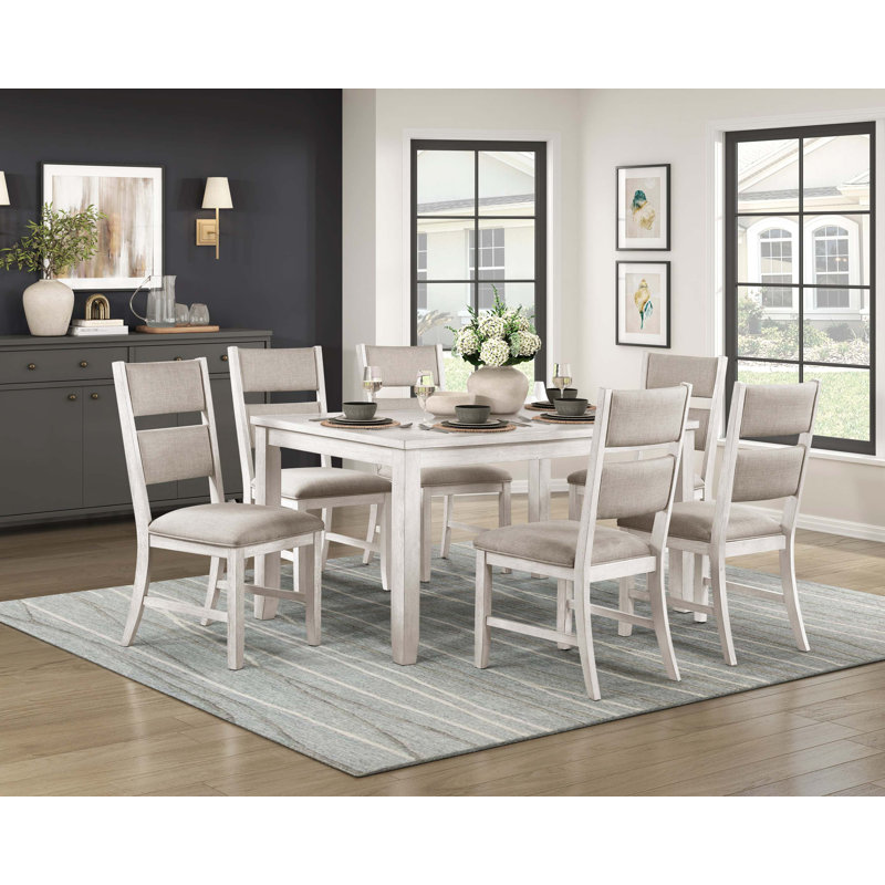 Table de salle à manger 7 pièces Modern Farmhouse et 6 chaises d'appoint rembourrées en bois durable