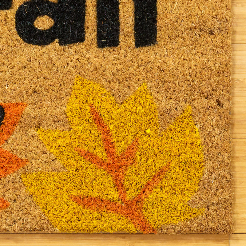 Licensed Mickey Mouse Coir Autum 'Hello Fall' and Plaid Graphic Door Mats, 2 Pack