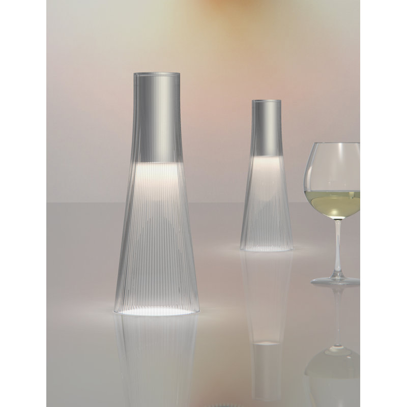 Candél Portable Table Lamp, Clear/Silver