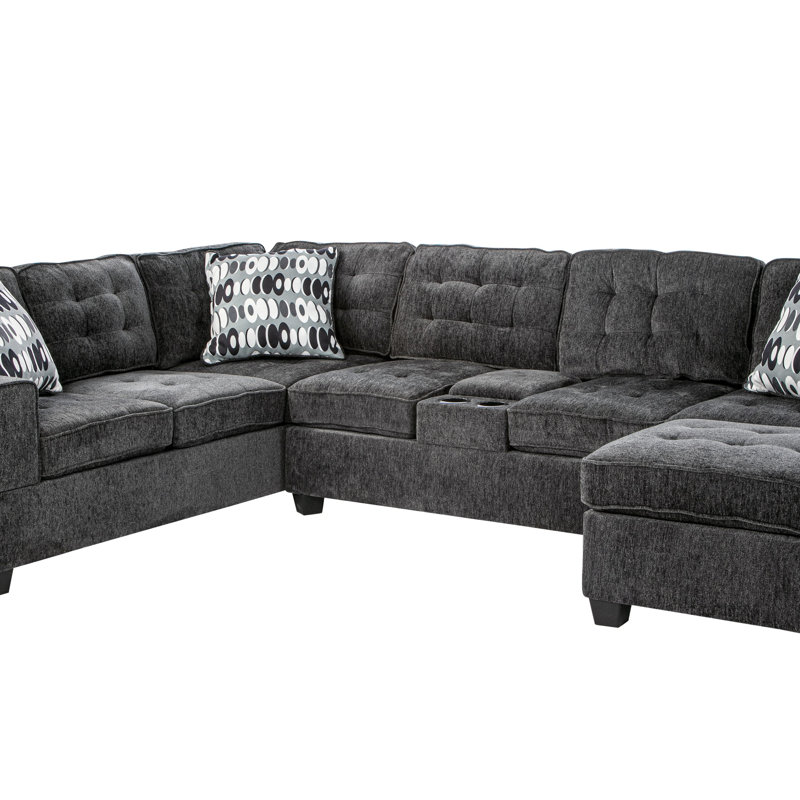 Canapé modulaire en U pour salon, Gris foncé rembourré