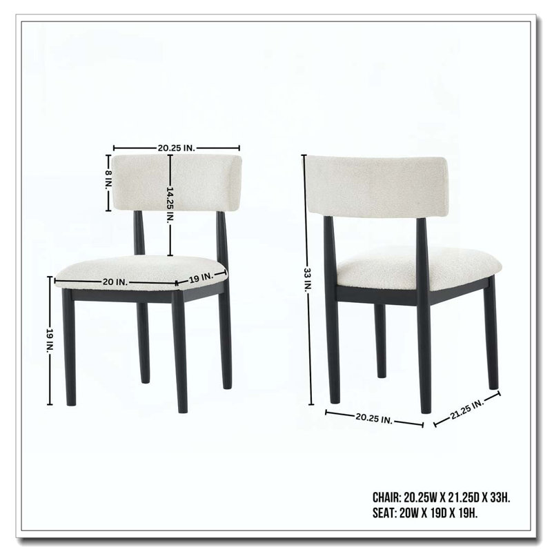 Chaises de salle à manger rembourrées Boucle, Noir