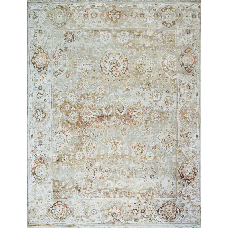 Hand Knotted Area Rug in Brown, Rectangle 5' x 8'