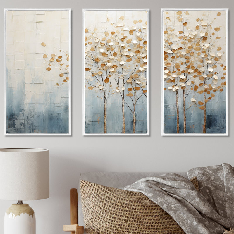 Graham - ensemble d'art mural arbre, H 28 po x l 36 po, Cadre flottant blanc