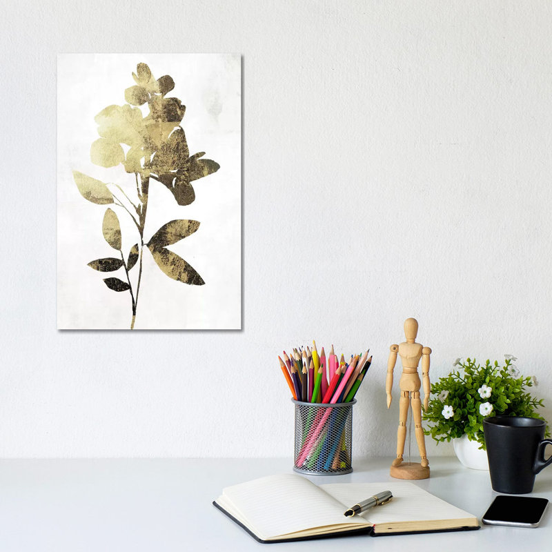 Gold Botanical I by Asia Jensen - Wrapped Canvas Painting, 20.32 cm H x 30.48 cm W
