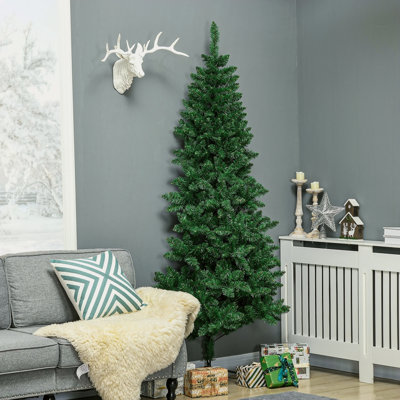 Demi-arbre de Noël artificiel 7 pi avec 52 branches, ouverture automatique, base en acier