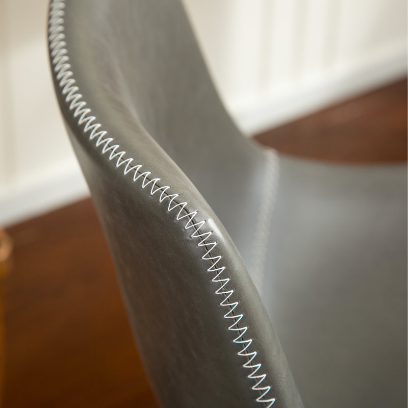 2 tabourets de comptoir en gris antique, en cuir de polyuréthane rétro, rembourrés de chaises de salle à manger en métal fabriquées à la main avec des sièges moulés en plastique, structure en fer noir résilient, l 18,5 po x P 21,5 po, H 34,5 po