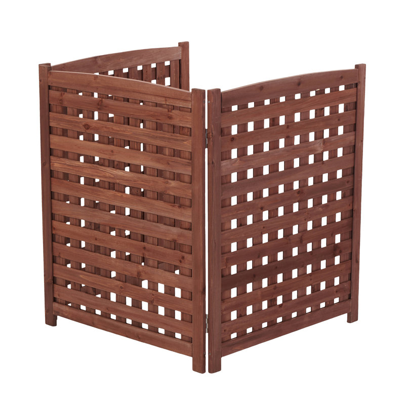 Paravent d'extérieur multi-usages 3 panneaux, extérieur bois, l 32 po x H 38 po, Brun