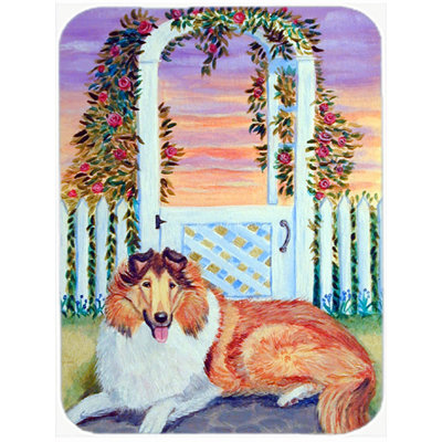 Planche à découper en verre collie blanc et brun east urban home