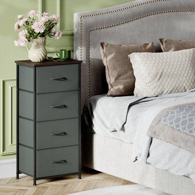  Dresser for Bedroom with 4 Drawers, Storage Organizer Chest of Drawers with Removable Fabric Bins for Closet Bedside Living Room Laundry Entryway Hallway, Charcoal Grey