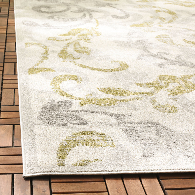 Ammundsen Floral Ivory/Light Grey Area Rug, Rectangle 3' x 5'
