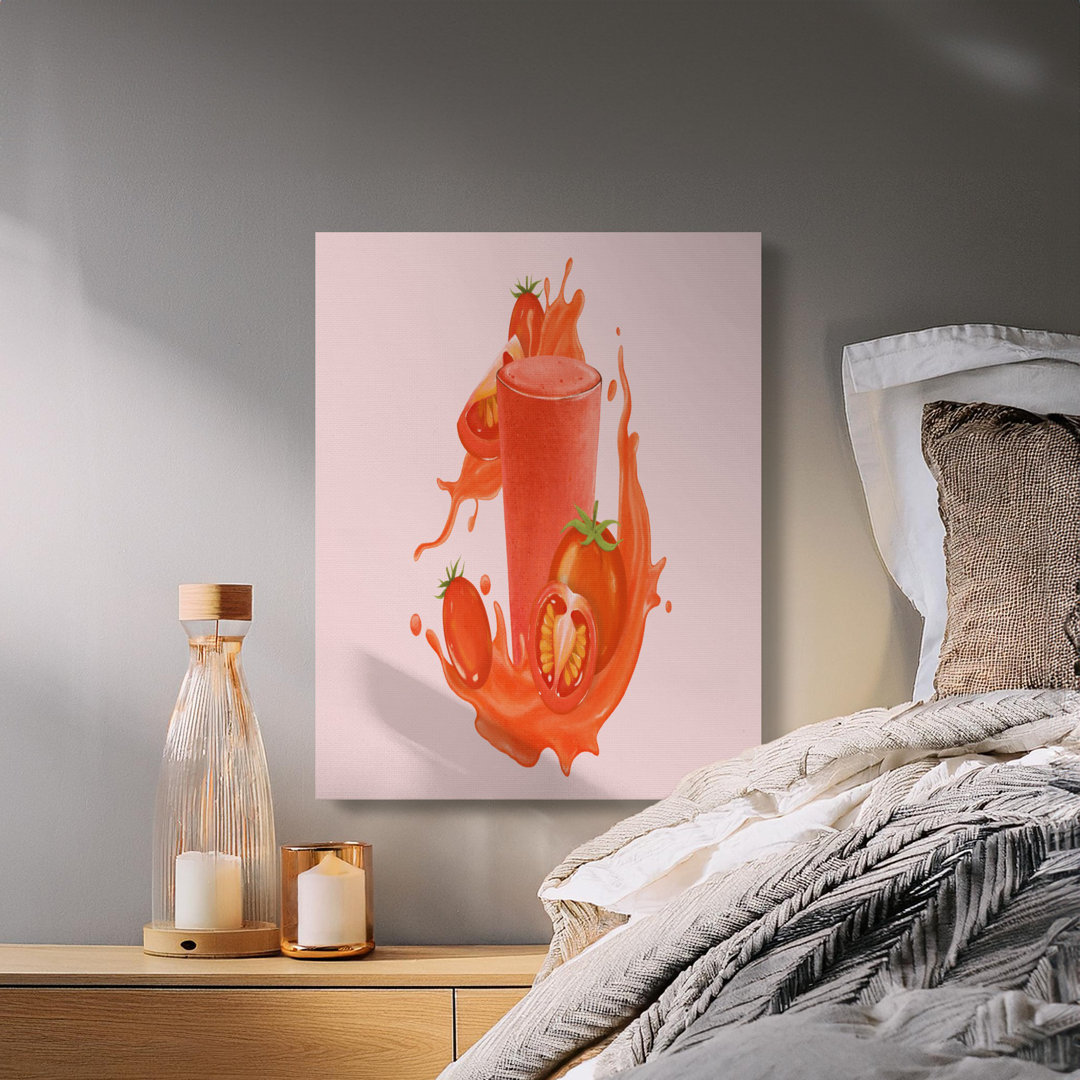 Fresh Tomato Juice Canvas Wall Art, Healthy Kitchen Decor, Vibrant Drink Print, Gallery Wrapped Matte, Ready to Hang, Statement Piece