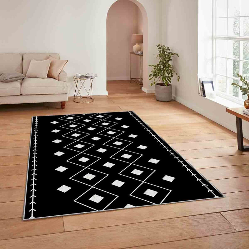Luxurious Woven Carpet, 100% Polyester, 70.9 x 110.2 Inches | 740 g/m², Non-Slip Felt Dot Underside, 0.2 Inch Pile Height | Machine Washable, Easy Care, Perfect for Living Room & Bedroom Décor