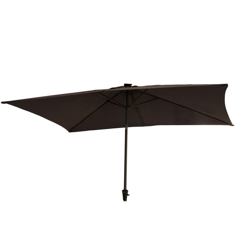 Quinden All Weather Wicker/Rattan 8 - Person with Cushions & Parasol, Grey, Black
