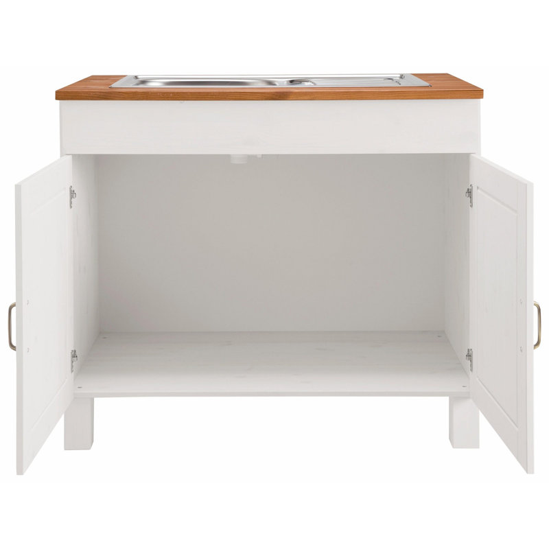 Martindale 100cm Single Bathroom Vanity Base Only, White/Honey