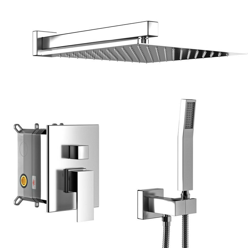 Douche carrée double, avec soupape équilibrée et à main pour une expérience agréable en acier inoxydable, avec options de pluie