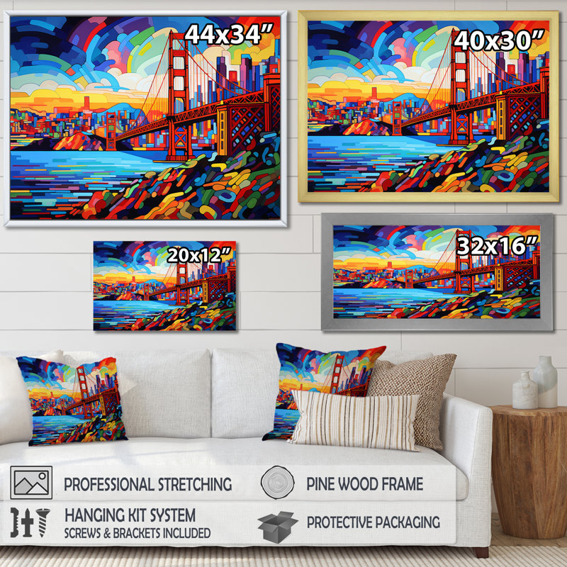 Pop Art San Francisco I - impressions d'art mural de paysages urbains, H 12 po x l 20 po x P 1 po