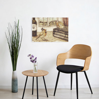 Feathered Finery Classic Elegant Romantic Bird Nature Landscape Wall Art Print 1 Piece Wrapped Canvas Wall Art
