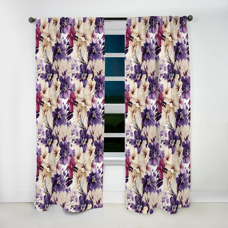 Orchidée oasis motif tropical I - Rideau floral - Rideau floral obscurcissant - 1 panneau, L 52 po x L 95 po