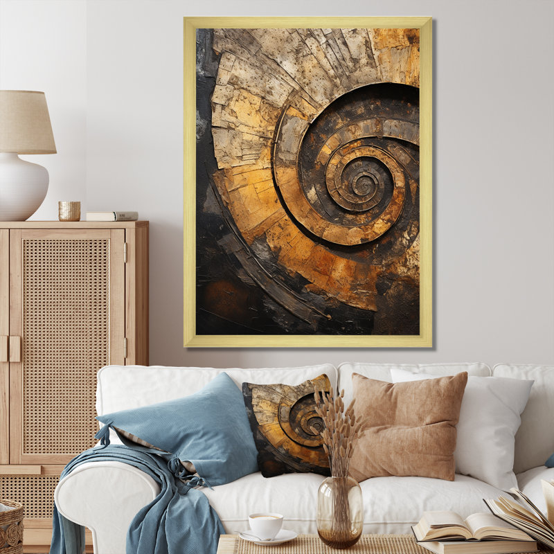 Prado - abstrait spirales sur toile_106212, H 32 po x l 24 po x P 1 po, Impression dorée sur toile encadrée