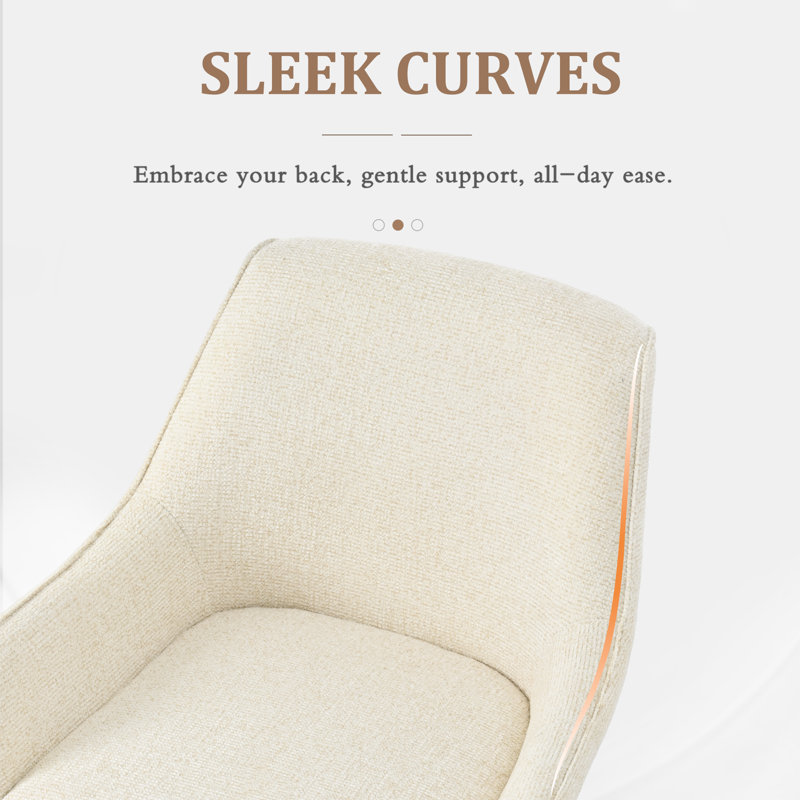 Gefjun 46cm H Upholstered Metal Armchair, Cream Chenille