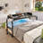 Overbed Table: A Black Beauty! Mobile Bedside Table with 4 Wheels (2 Braked), Power Socket, and Adjustable Height. Made of Particleboard—Perfect for Home, Office, and Study