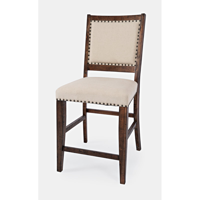 Alvord Upholstered Counter Stool with Solid Wood Frame, Oak
