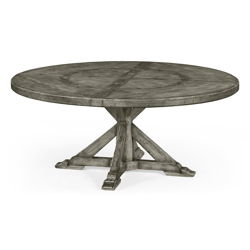 Casually Country Round Walnut Wood Dining Table, Country Farmhouse Walnut, 72" W x 72" L