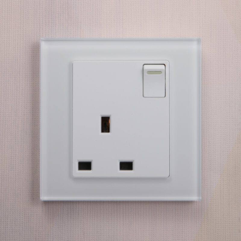 Crystal PG 13A Single Plug Socket With Switch Black, White