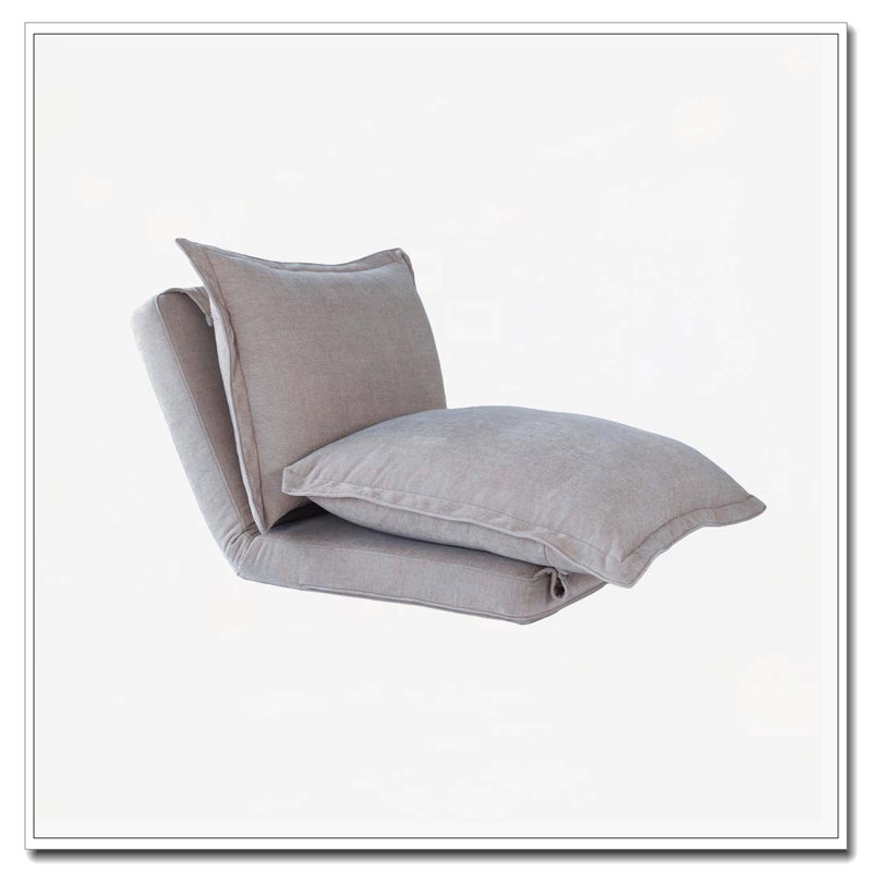 Upholstered Convertible Chair,Floor SofaBed with Adjustable Backrest andPillows, Antique Cream