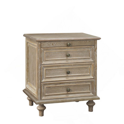 Farmhouse Nightstands With 4 Drawer, Hidden Pull-Out Shelf & 4 Solid Wood Feet