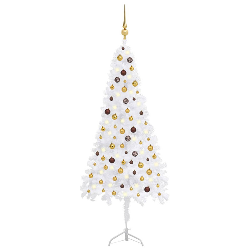 Arbre de Noël artificiel semi-illuminé avec ensemble de décoration de fête, H 7,9 pi