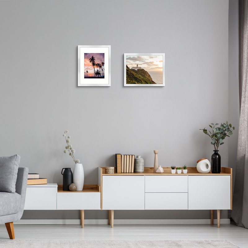 Dreketi Matte Wood Single Picture Frame, Silver, 11" x 14" Matted to 8" x 10" 