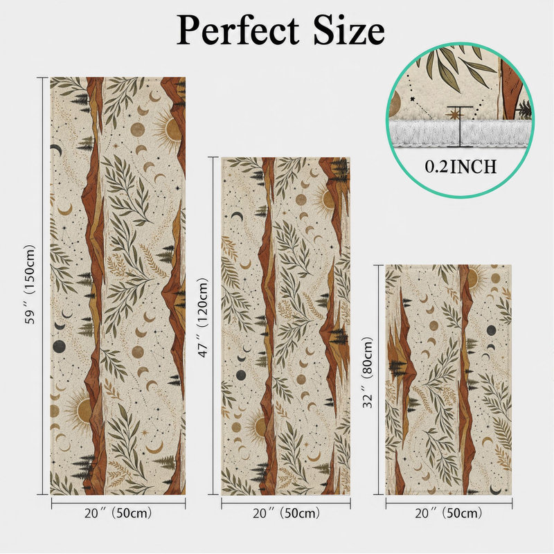 Botanical Tree Non-Slip Washable Kitchen Mats