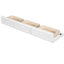 Lit superposé blanc avec rangement blanc et polyvalent pour le rangement de toute chambre à coucher. Fabrication en bois de pin massif. Économie d'espace supplémentaire. Disposition. Barrières de sécurité sécuritaires. Aucun sommier tapissier requis