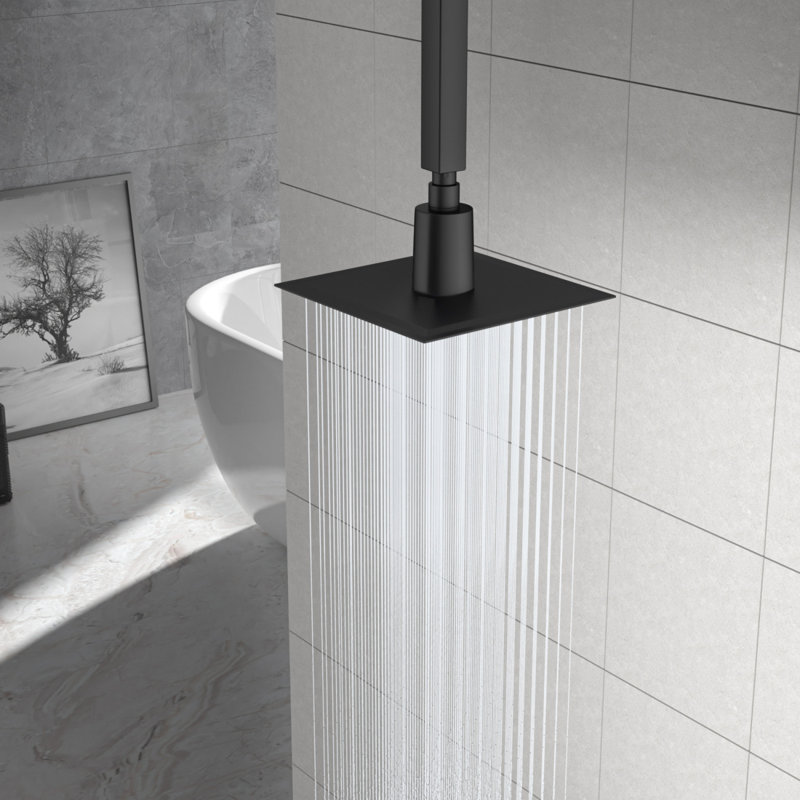 8" Square Rainfall Shower Head Wall/Ceiling Mounted Shower Head Stainless Steel Casted Shower Head, Black