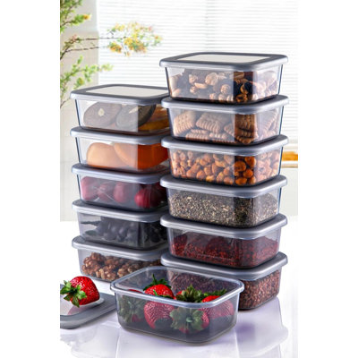 Elyssa Durable Anthracite Plastic Storage Box Set (12 Pieces), 3.5 x 4.9 x 1.8 inches | 8.5 fl oz Capacity | Dishwasher Safe, Ideal for Organizing Home & Office | Compact & Versatile Storage Solution