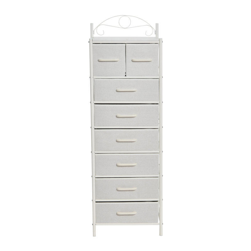 8 Drawer Tower Metal, White