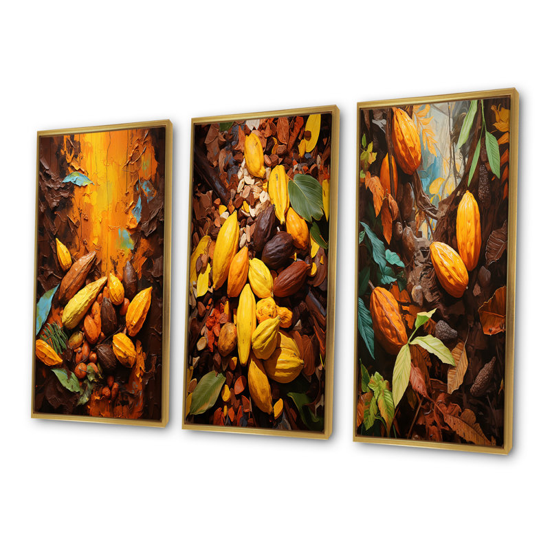 Cacao Beans Odyssey, Gold Floater Framed, 32" H x 48" W