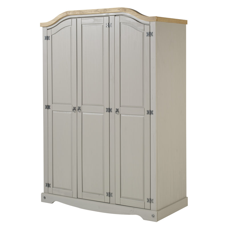Palmea 3 Door Solid Wood Wardrobe, Grey