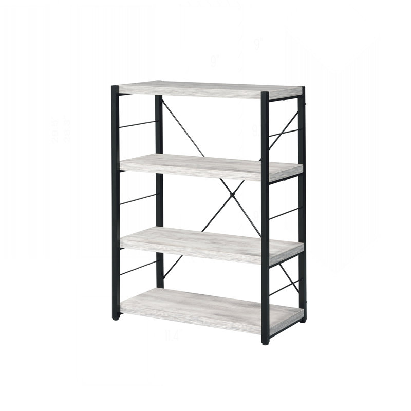 Versatile Freestanding Bookshelf with Faux Concrete Shelves and Metal Frame