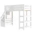 Lit mezzanine en bois Tavian avec tablettes, garde-robe et lumière DEL