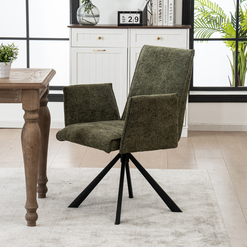 Chaise pivotante rembourrée avec pieds en métal, Vert