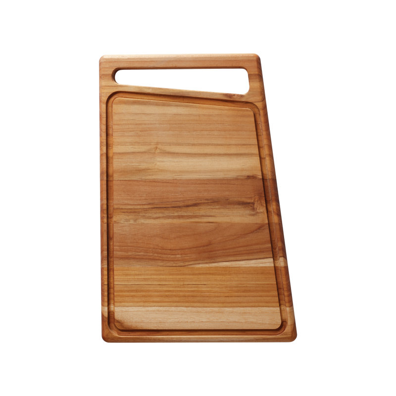 Teak Wood Rectangular Cutting Board with Groove, 15.75 x 10.63 inches