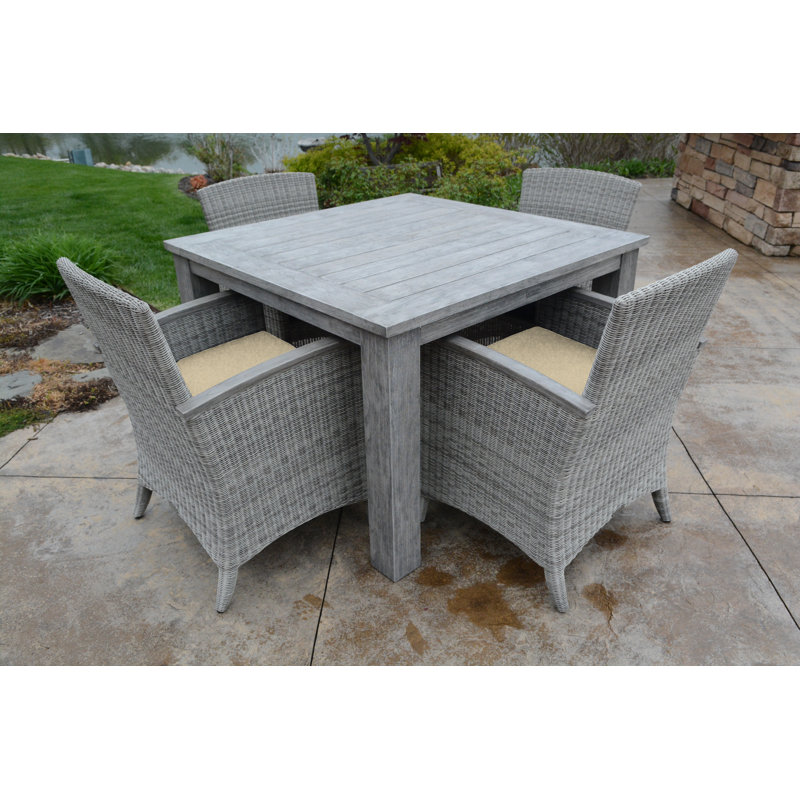 Bella Wicker Outdoor Dining Armchair, Spectrum Sand Sunbrella® Plainweave, Gray