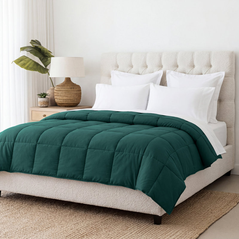 Édredon en duvet synthétique toutes saisons Grand Down - moelleux et hypoallergénique, Édredon très grand, Vert forêt